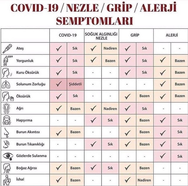 Sağlık Bakanlığı, koronavirüs ve grip arasındaki farkları gösteren bir görsel paylaştı