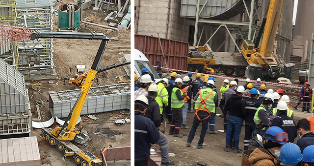 Afşin-Elbistan Termik Santrali’nde vinç devrildi: 2 yaralı