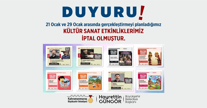 Büyükşehir Belediyesinin düzenlediği etkinlikler iptal edildi!