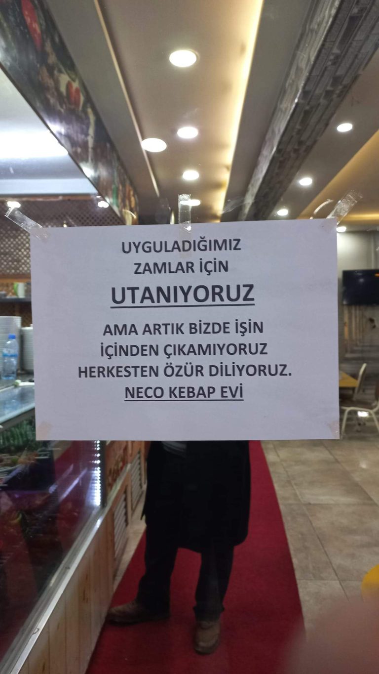 Kahramanmaraş’ta kebapçı zamlardan dolayı özür diledi!
