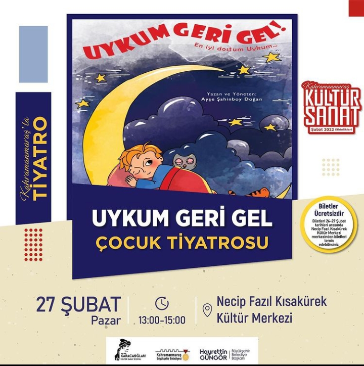 Kahramanmaraş’ta çocuk tiyatrosu 27 Şubat Pazar günü sahne alacak