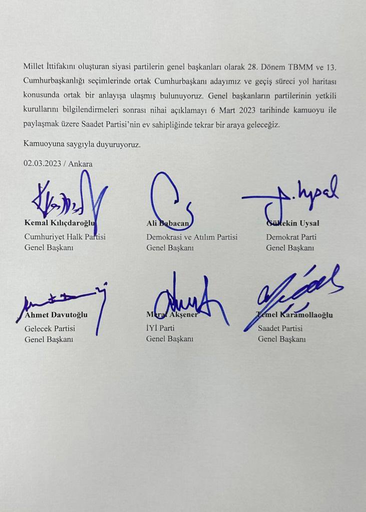 Altılı Masa Kararını Verdi