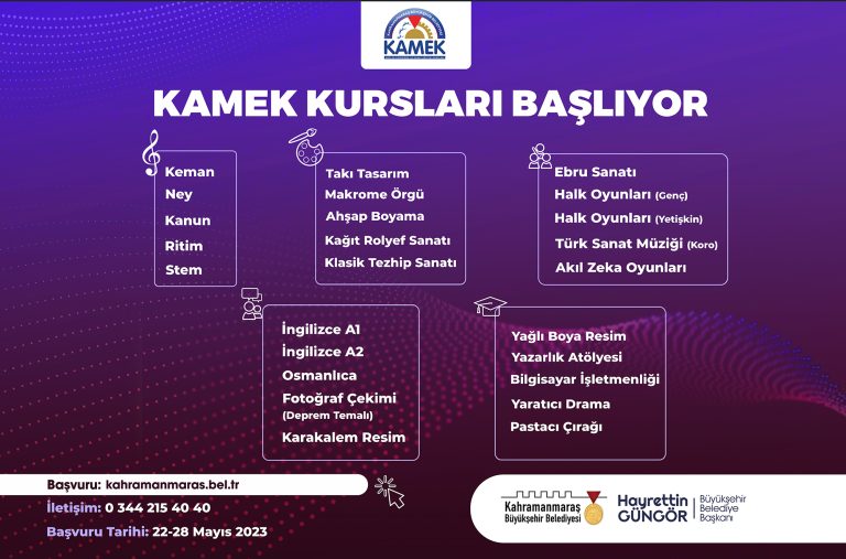 Büyükşehir’in KAMEK Kurslarında Yeni<br>Dönem Kayıtları Başladı!