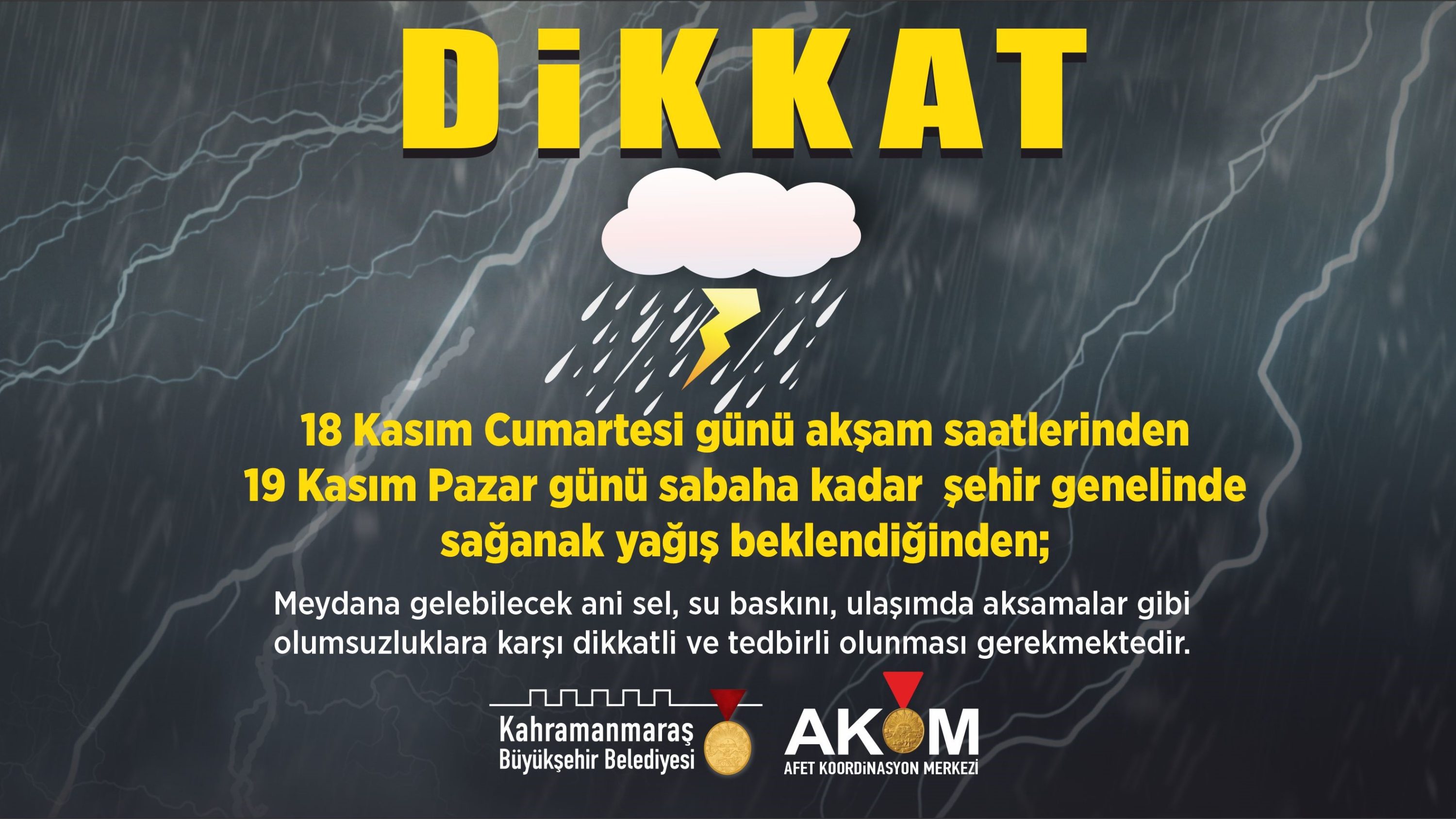 Büyükşehir, Sağanak Yağışa Karşı Vatandaşları Uyardı!