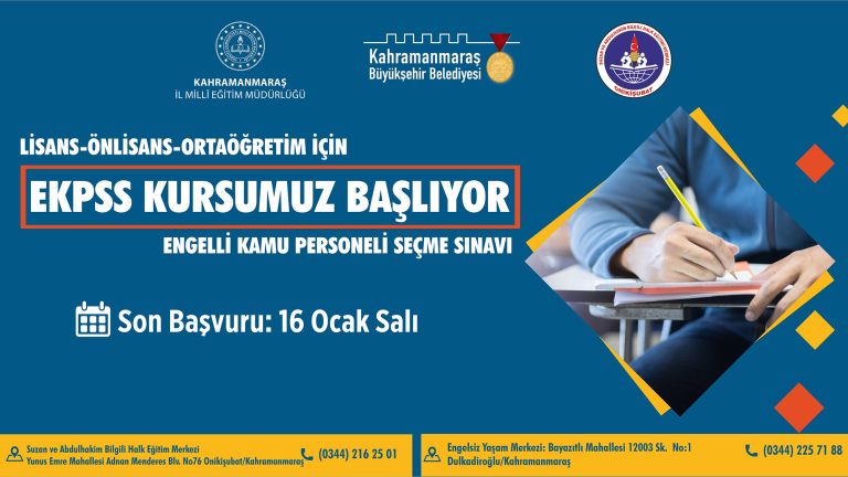 Kahramanmaraş’ta EKPSS Kursuna Ön Kayıtlar Başladı!