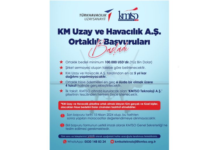 KM Uzay ve Havacılık A.Ş. Ortaklık Başvuruları Başladı!