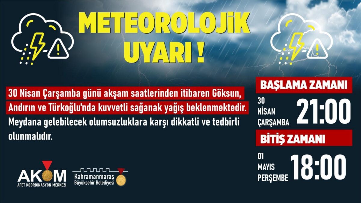 3 İlçede Sağanak Yağış Uyarısı!