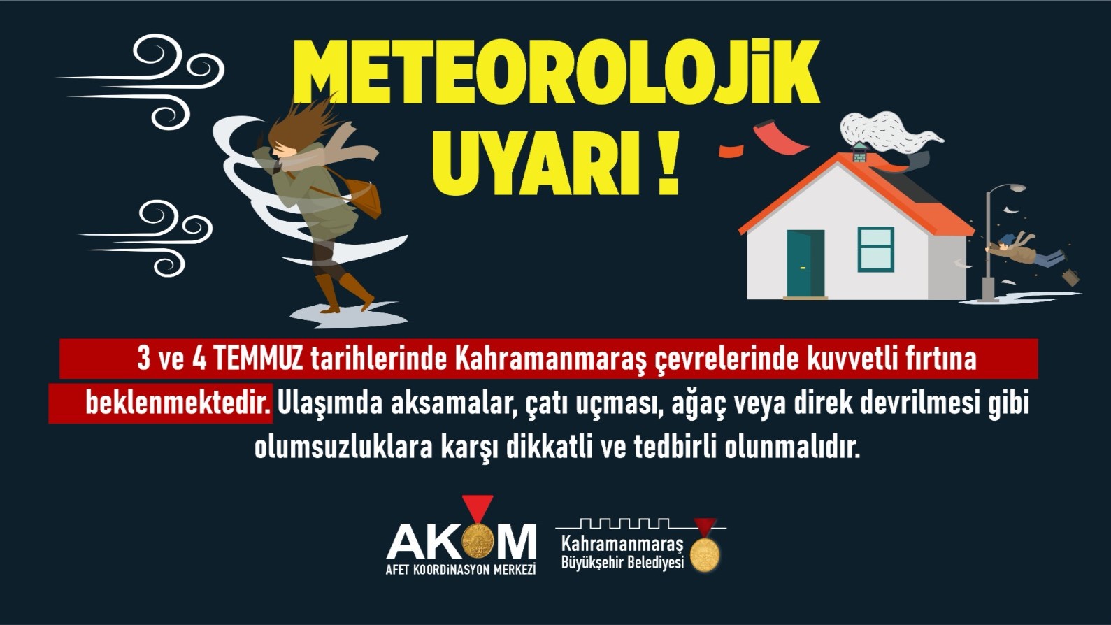 Şehir Genelinde Kuvvetli Rüzgâr ve Fırtına Uyarısı!