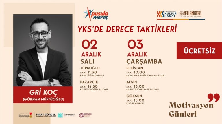 Pusula Maraş’tan Gençlere Motivasyon Desteği; Gri Koç, Üniversite Adaylarıyla Buluşacak