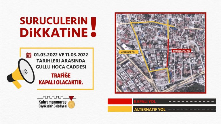 Büyükşehir’den Alternatif Güzergah Uyarısı
