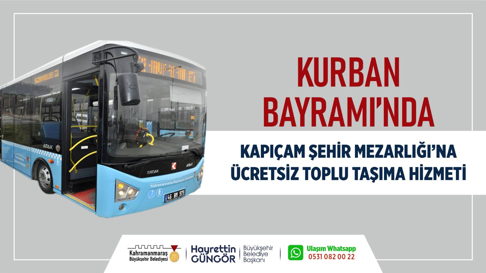 Büyükşehir’den Bayramda Kapıçam<br>Mezarlığı’na Ücretsiz Ulaşım Hizmeti