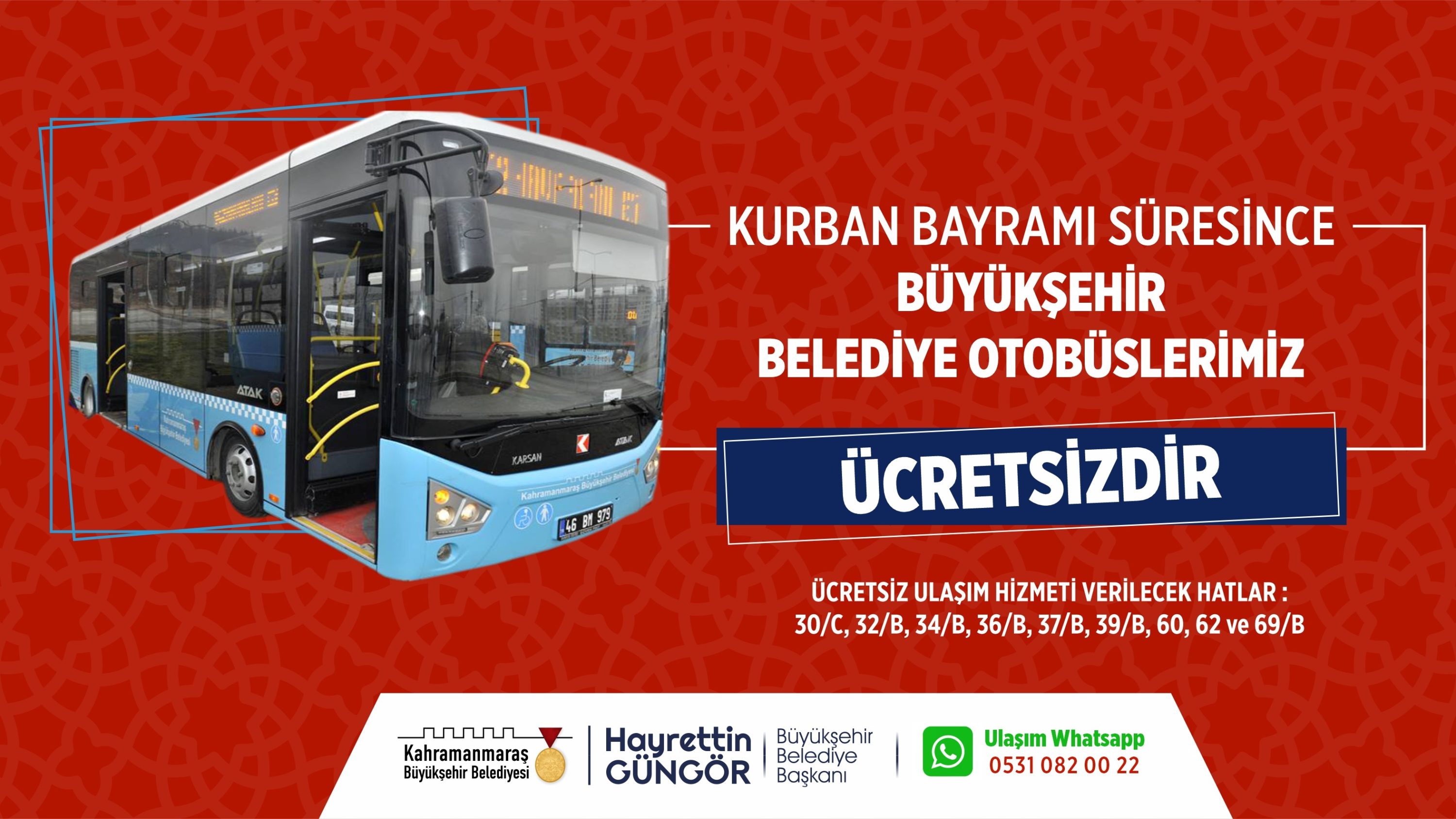 Büyükşehir Otobüsleri Bayramda Ücretsiz<br>Ulaşım Hizmeti Verecek