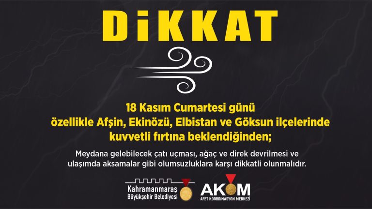 Büyükşehir’den Kuvvetli Fırtına Uyarısı!