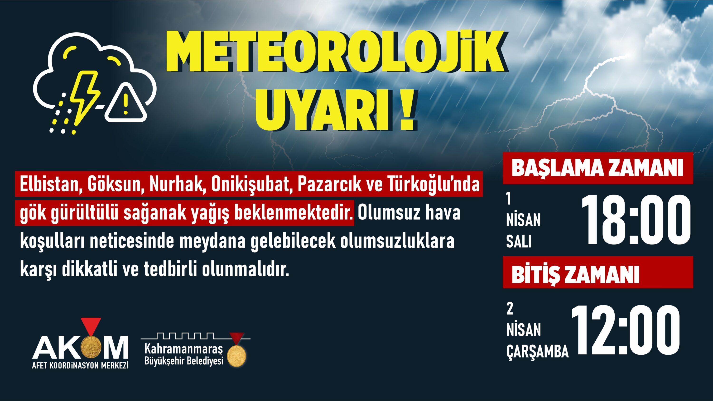 6 İlçede Sağanak Yağış Uyarısı!