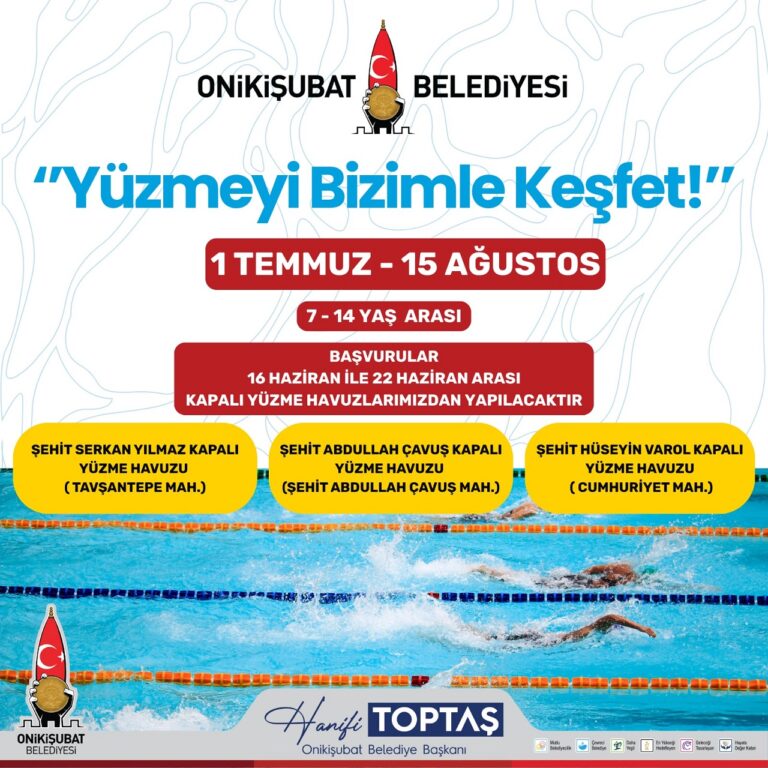 Onikişubat Belediyesi’nin ‘Yüzmeyi Bizimle Keşfet’ kursu başlıyor