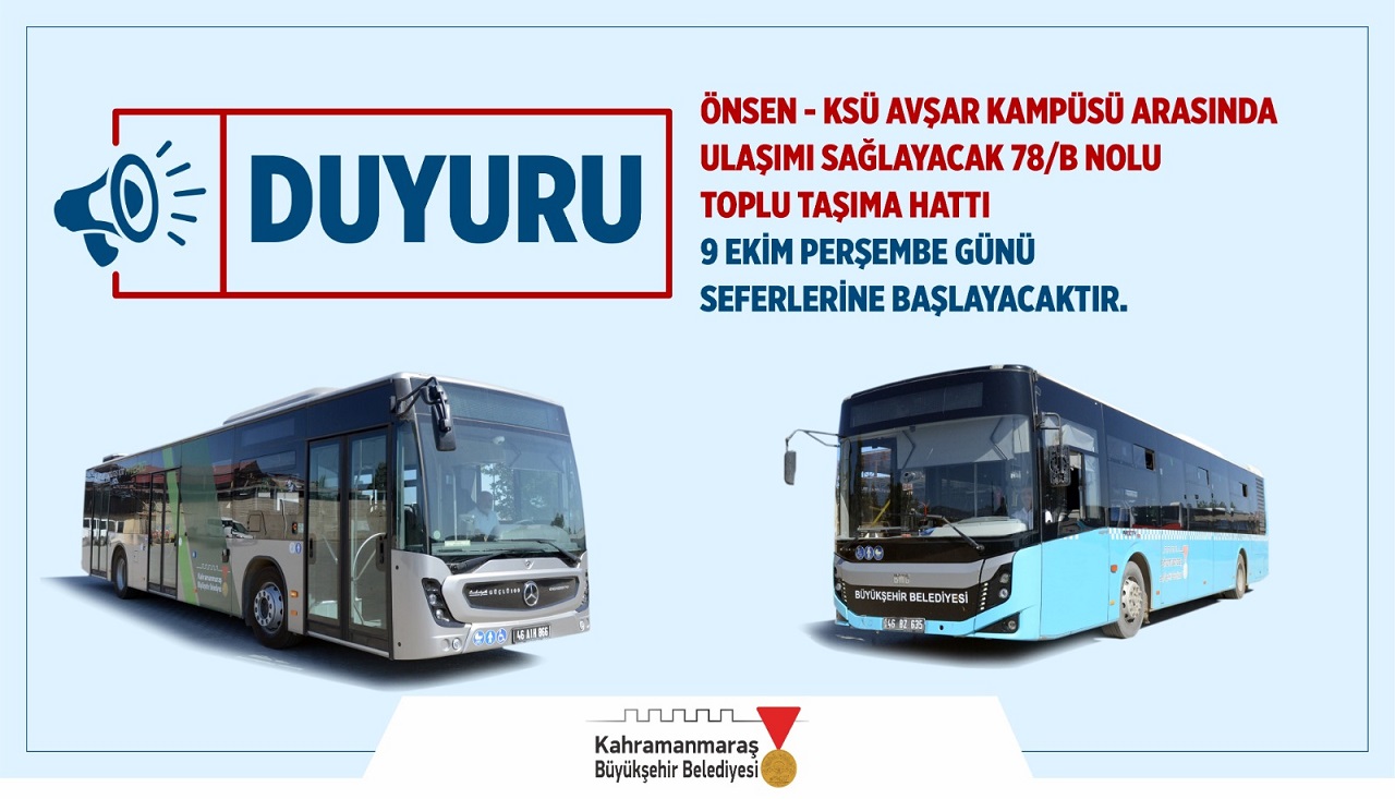 Şehir İçi Toplu Taşımaya Yeni Hat; 78/B Hizmete Giriyor