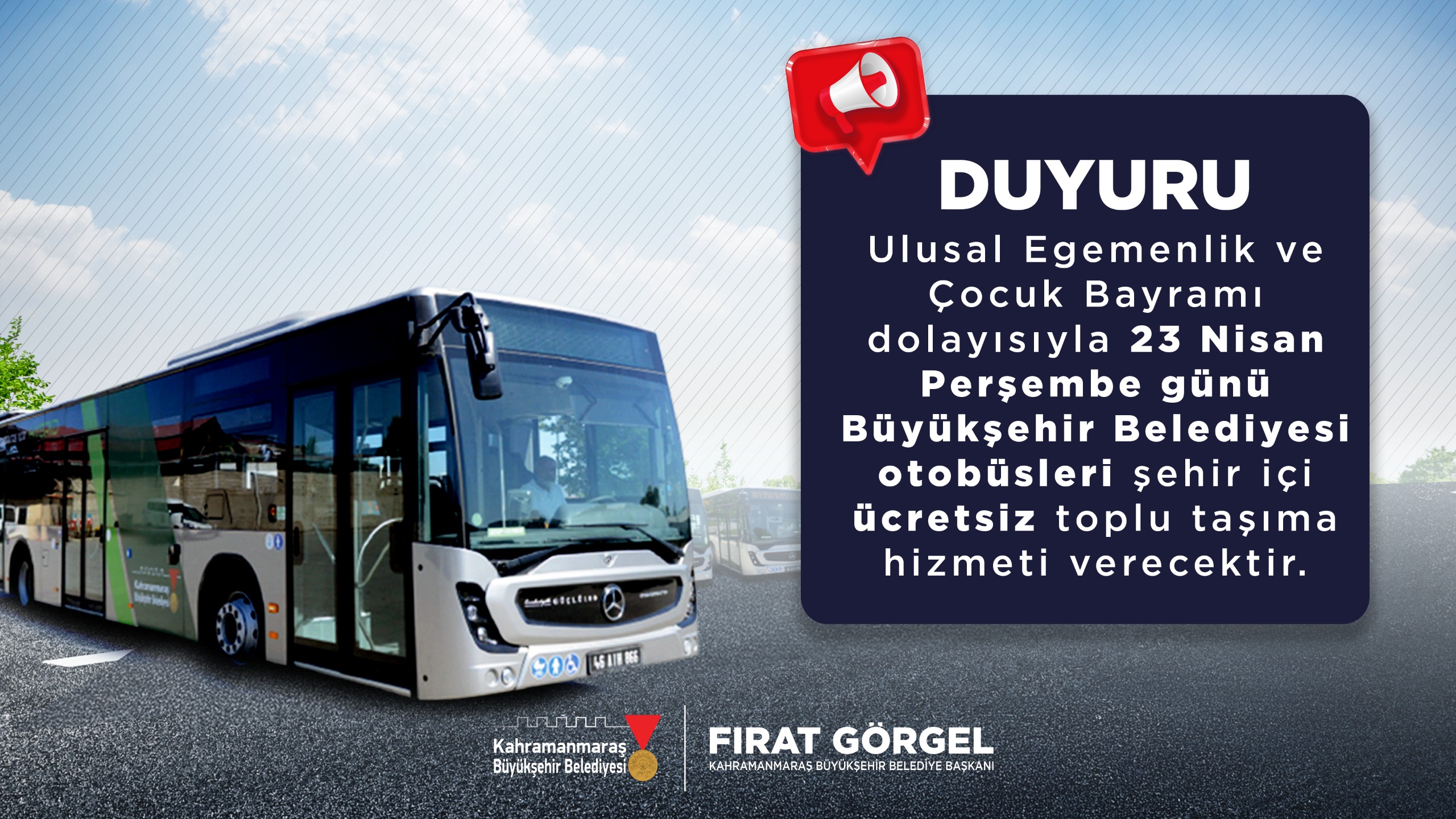 Büyükşehir’den 23 Nisan’da Ücretsiz Toplu Taşıma Hizmeti